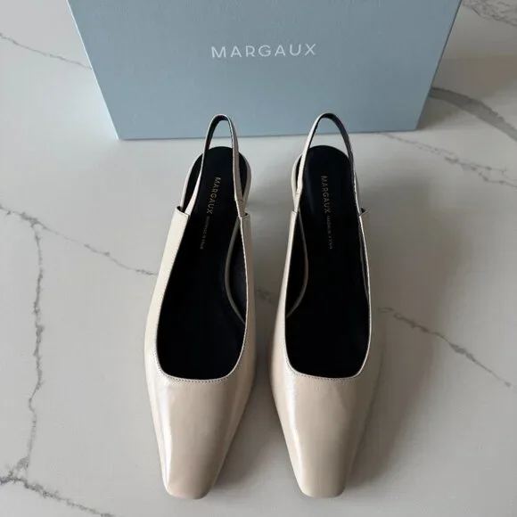 BRAND NEW Margaux The Sofia Sling - Ecru Crinkle Patent (39) - Picture 12 of 14